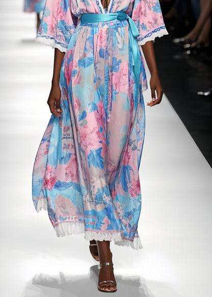 Beautiful Print Draping Chiffon Tunic Dress Summer