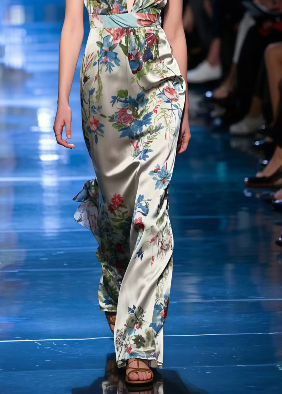 Beautiful Print Silk Silm Fit Halter Dress Summer