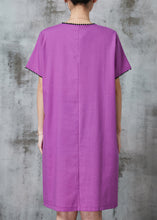 Load image into Gallery viewer, Beautiful Purple Embroidered Cotton Maxi Dress Summer