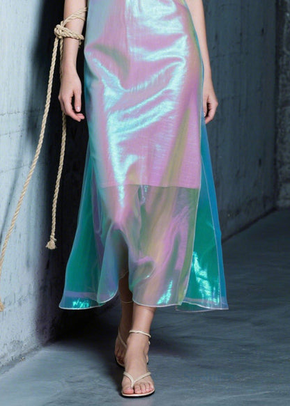 Beautiful Purple V Neck Silk Spaghetti Strap Dress Summer