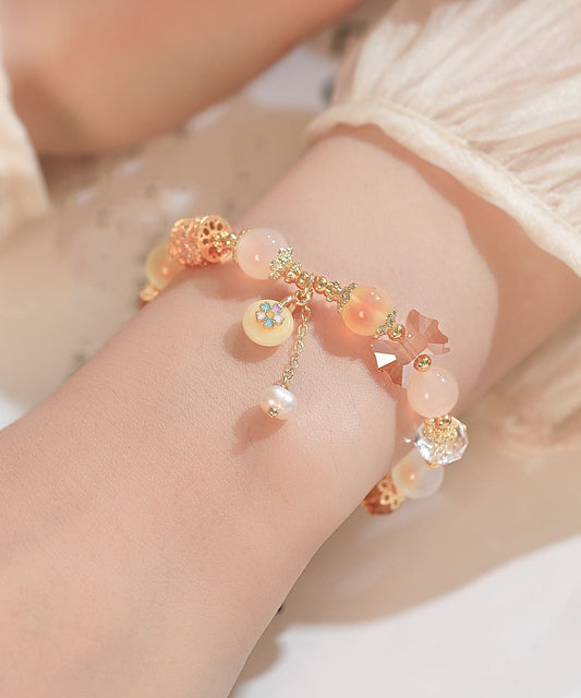 Beautiful Rainbow Alloy Beading Crystal PearlCharm Bracelet
