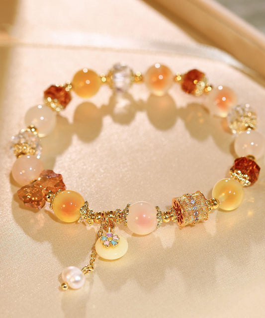 Beautiful Rainbow Alloy Beading Crystal PearlCharm Bracelet
