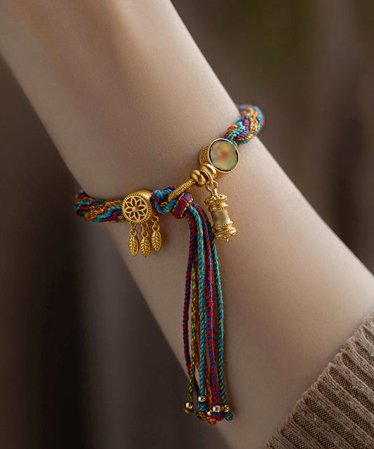 Beautiful Rainbow Alloy Floral Tassel Chain Bracelet