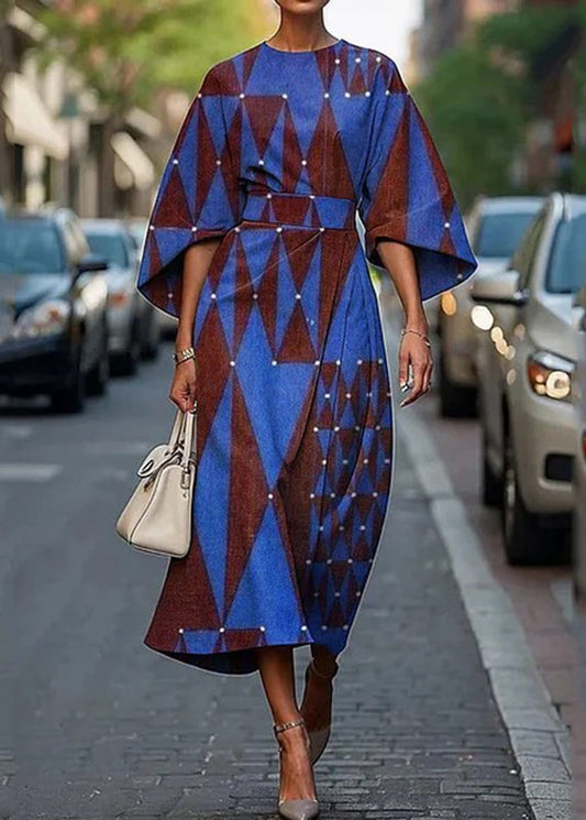 Beautiful Rainbow O-Neck Print Maxi Dresses Summer