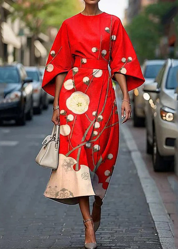 Beautiful Rainbow O-Neck Print Maxi Dresses Summer