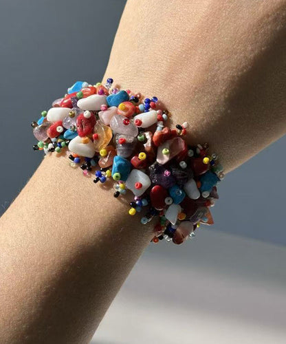 Beautiful Rainbow Weave Asymmetrical Beadin Chain Bracelet