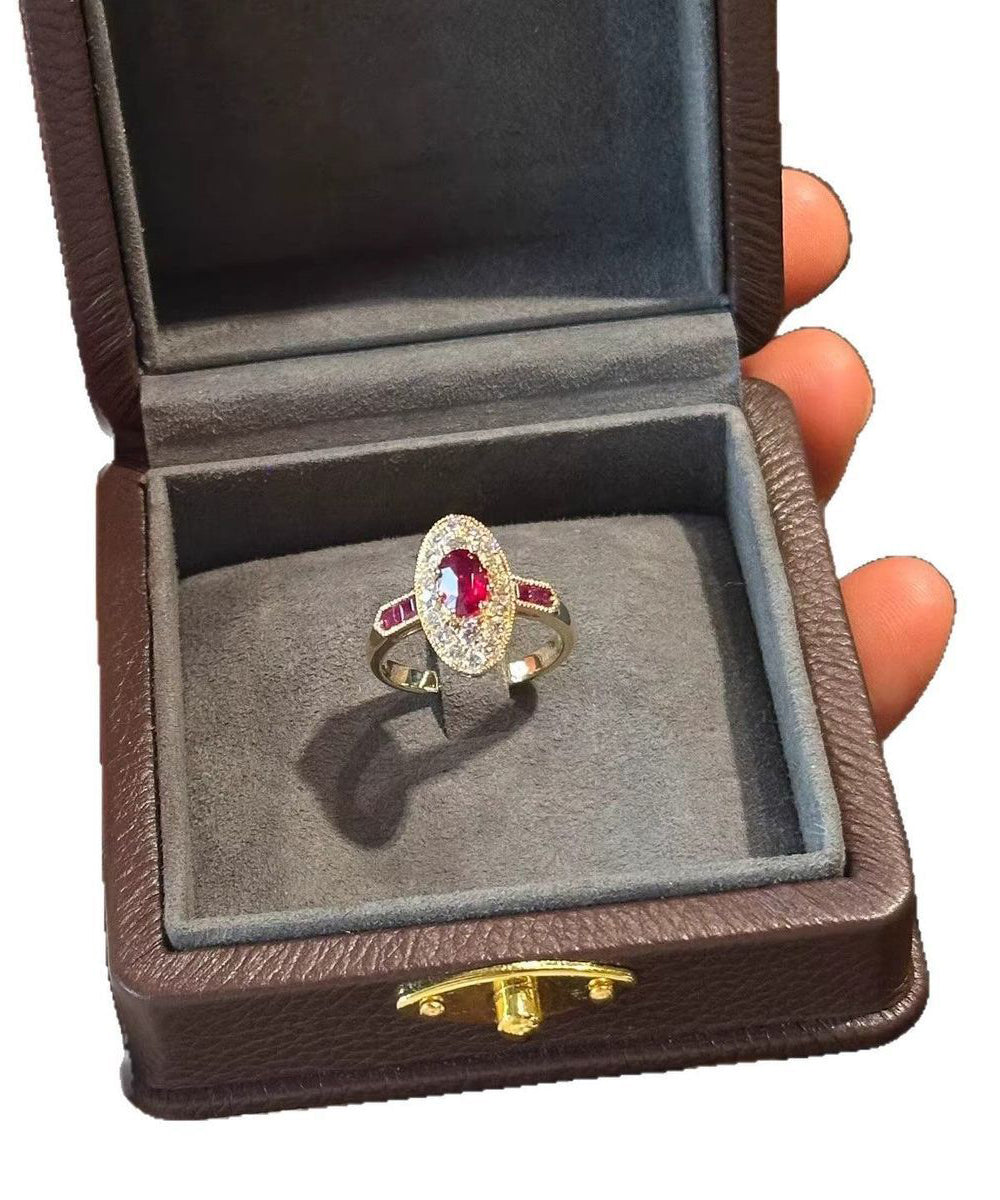 Beautiful Red Copper Zircon Gem Stone Open Rings