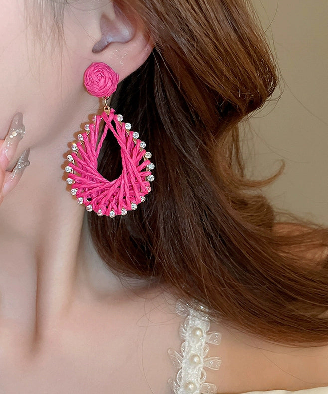 Beautiful Rose Alloy Zircon Caoteng Drop Earrings