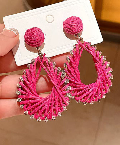 Beautiful Rose Alloy Zircon Caoteng Drop Earrings