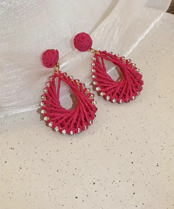 Beautiful Rose Alloy Zircon Caoteng Drop Earrings