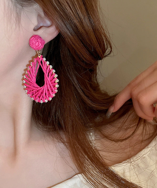 Beautiful Rose Alloy Zircon Caoteng Drop Earrings