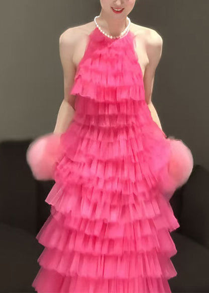 Beautiful Rose Backless Solid Pleated Dresses Sleeveless