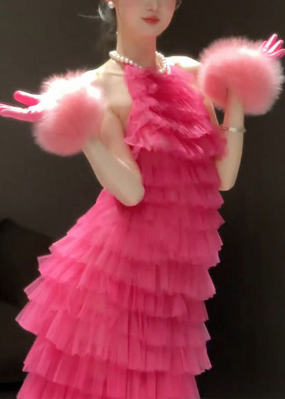 Beautiful Rose Backless Solid Pleated Dresses Sleeveless