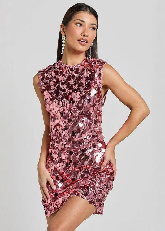 Beautiful Rose Sequins Wraped Dresses Sleeveless