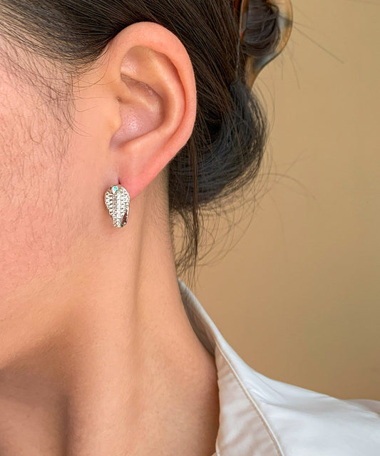 Beautiful Silvery Zircon Sparkling Stud Earrings