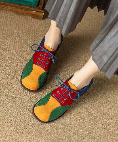 Beautiful Splicing Chunky High Heels ColorblockC Faux Leather