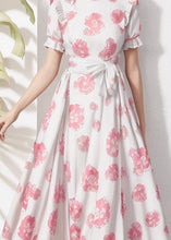 Load image into Gallery viewer, Beautiful Stand Collar Print Tie Waist Silk Dresses Summer