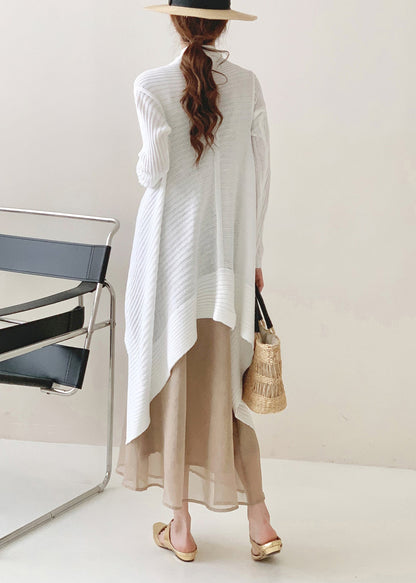 Beautiful Tea Green Asymmetrical Ice Silk Knit Cardigan Spring