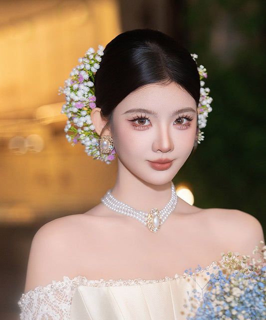 Beautiful White Gypsophila A Pair Hairpin