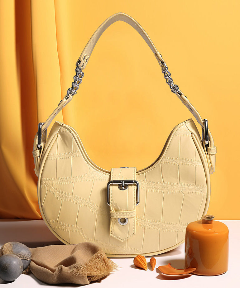 Beautiful White Jacquard Solid Durable Faux Leather Saddle Bag