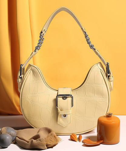 Beautiful White Jacquard Solid Durable Faux Leather Saddle Bag