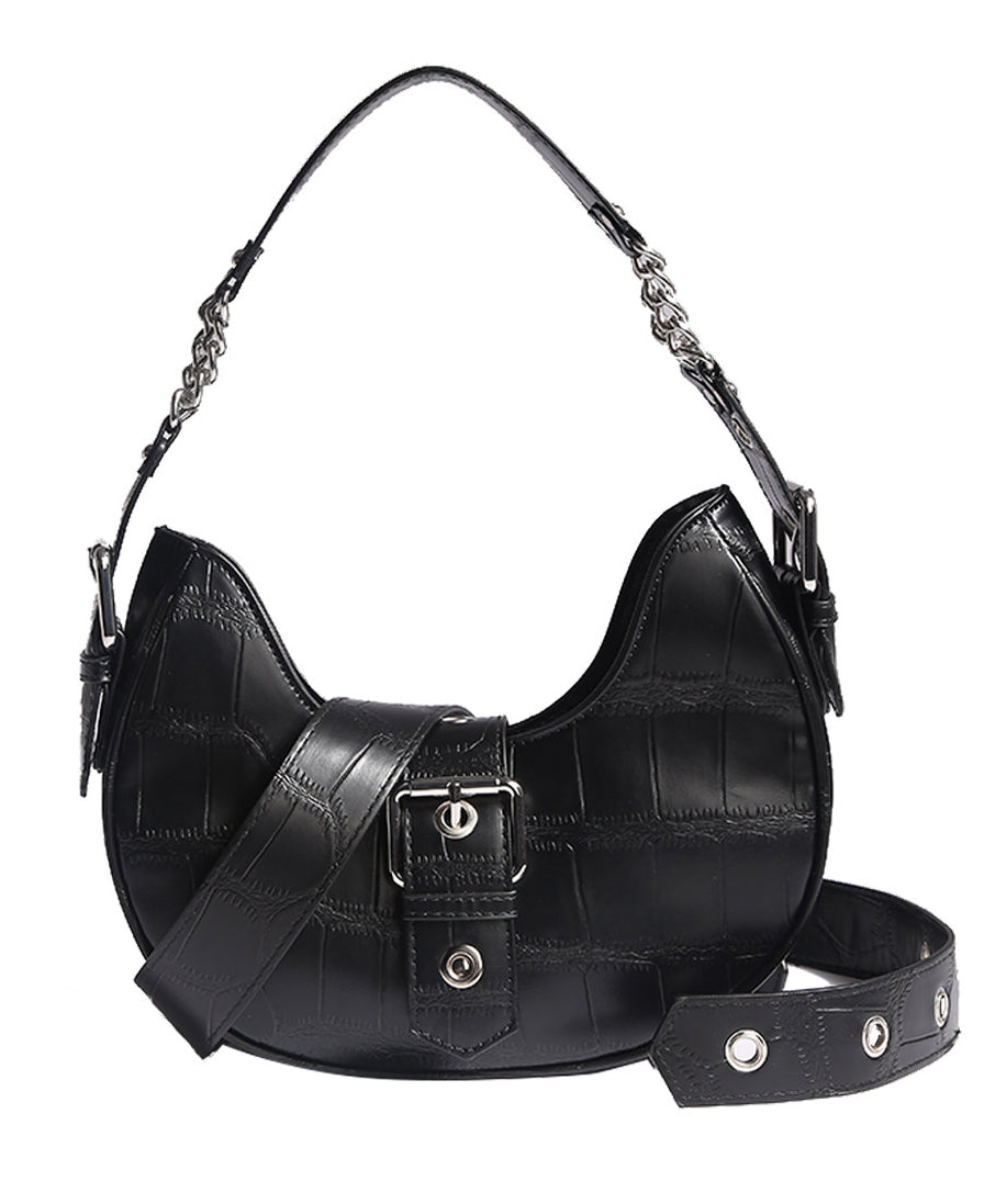 Beautiful White Jacquard Solid Durable Faux Leather Saddle Bag
