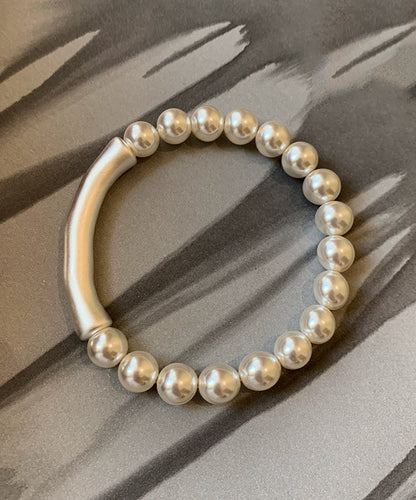 Beautiful White Pearl Bamboo Joint Bracelet