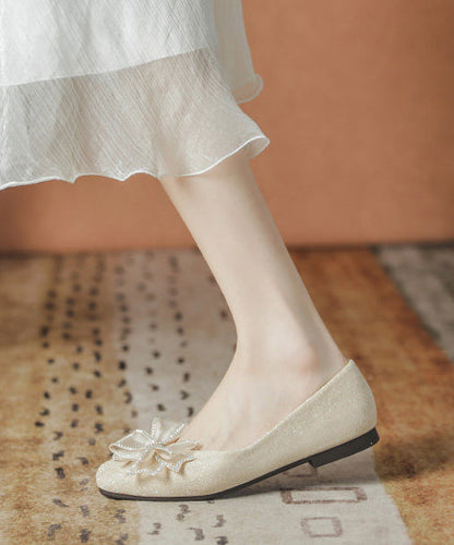Beautiful White Sparkly Flat Shoes For Women Flats
