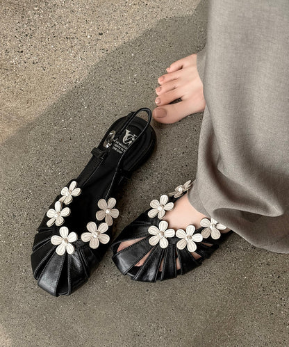 Beautiful Yellow Floral Splicing Walking Sandals Hollow Out