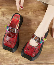 Load image into Gallery viewer, Beautiful Yellow Splicing Hollow Out Flower Chunky Slide Sandals