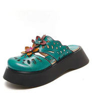 Load image into Gallery viewer, Beautiful Yellow Splicing Hollow Out Flower Chunky Slide Sandals
