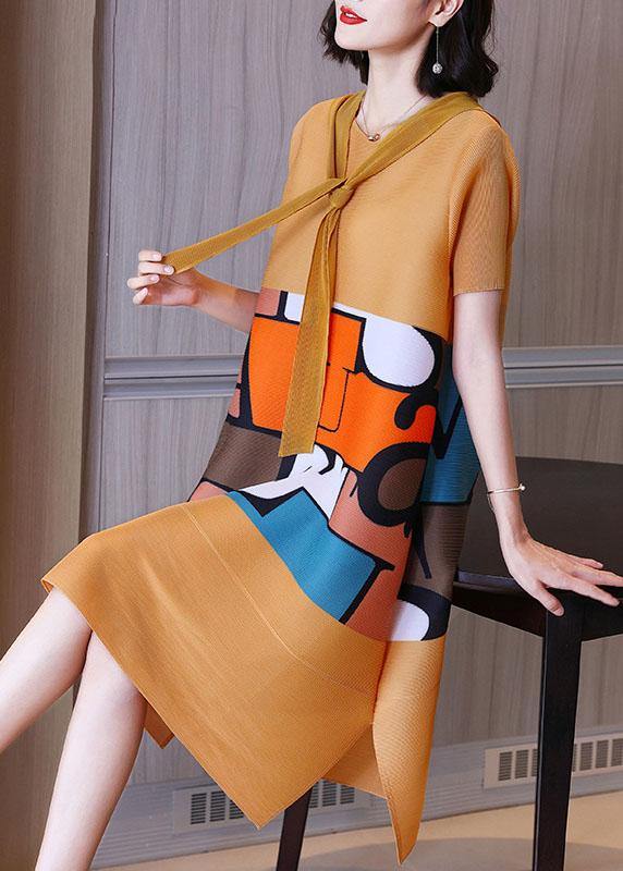 Beautiful Yellow hooded Print A Line Summer Dresses - SooLinen