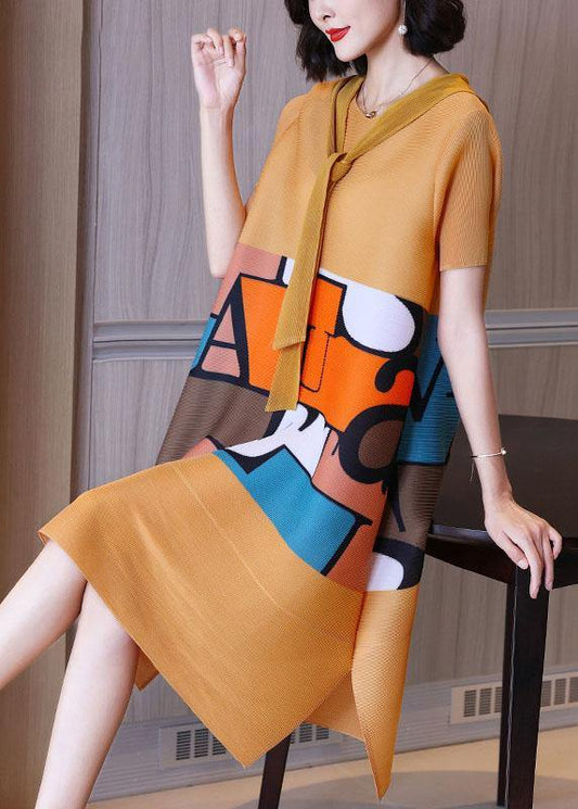 Beautiful Yellow hooded Print A Line Summer Dresses - SooLinen