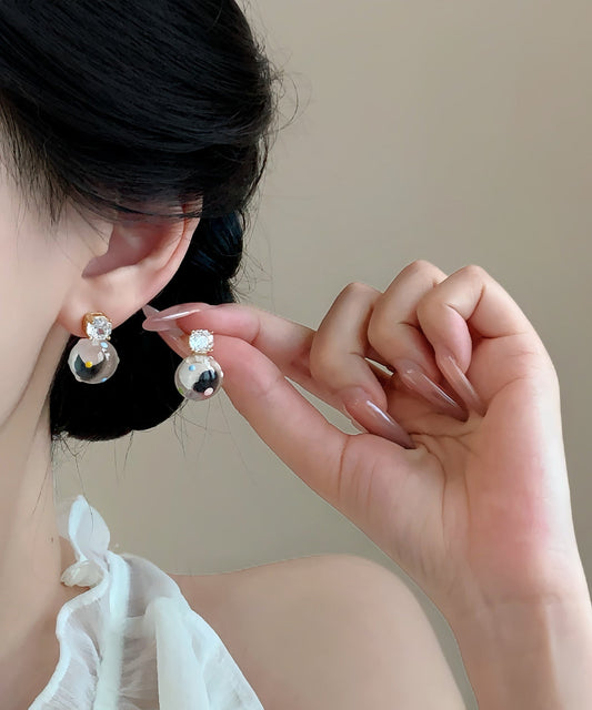 Beautiful Zircon Alloy Glass Beads Colorful Dots Drop Earrings