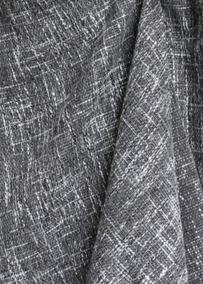 Beautiful gray Plaid linen clothes high neck asymmetric Traveling Dresses - SooLinen