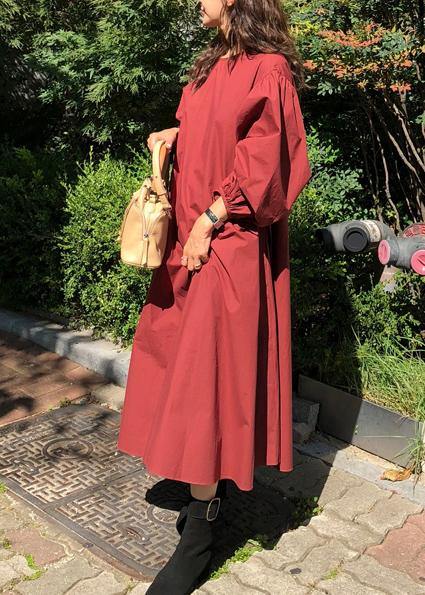 Beautiful o neck Batwing Sleeve cotton spring Tunics Photography red long Dresses - SooLinen