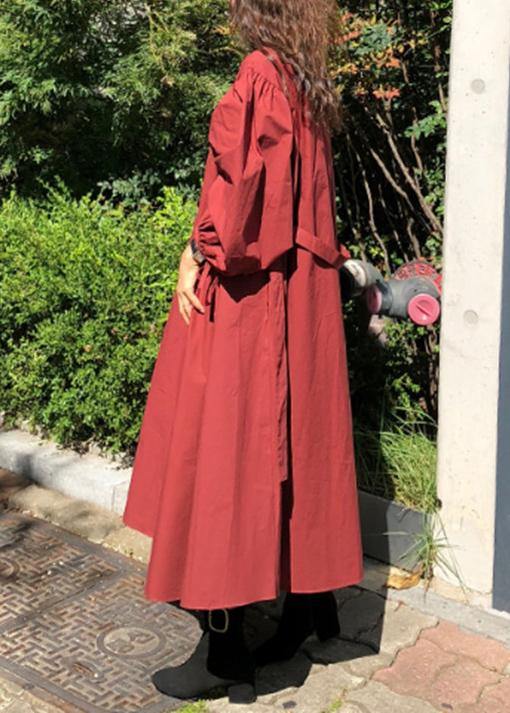 Beautiful o neck Batwing Sleeve cotton spring Tunics Photography red long Dresses - SooLinen