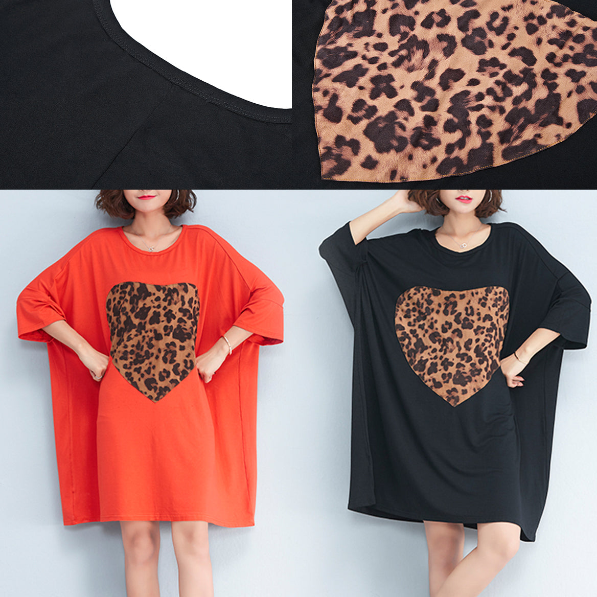 Beautiful o neck baggy Cotton clothes Women Fashion pattern orange Plus Size Dresses Summer