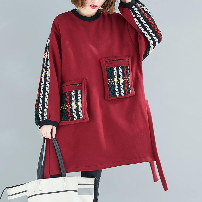 Beautiful Black Cotton Clothes Women Patchwork  Oversized Side Open Dress - SooLinen