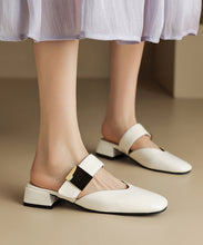 Load image into Gallery viewer, Beige Chunky Faux Leather Fitted Splicing Slide Sandals
