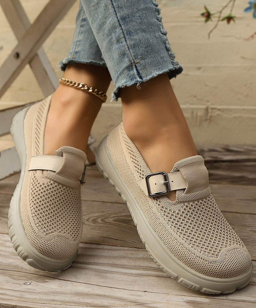 Beige Comfy Breathable Mesh Loafers Casual Splicing