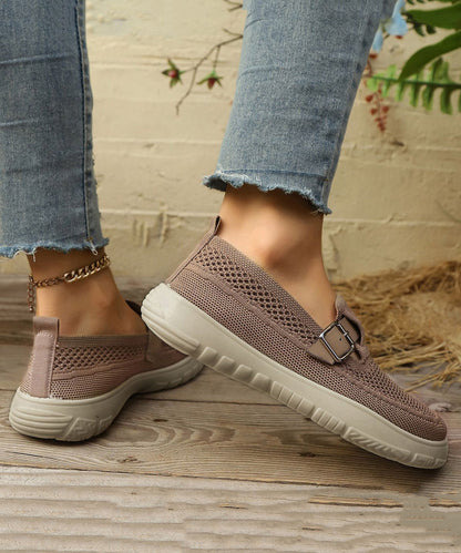 Beige Comfy Breathable Mesh Loafers Casual Splicing