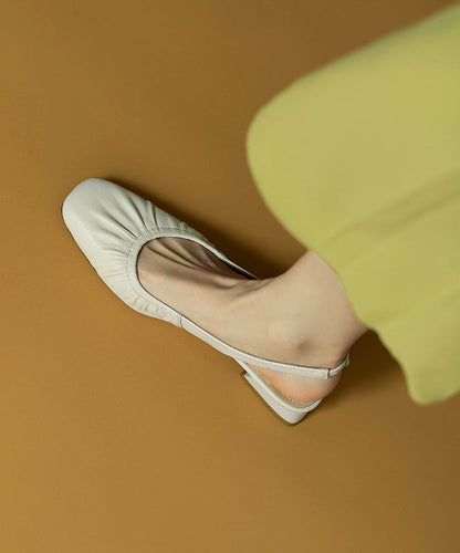 Beige Cowhide Leather Stylish Versatile Splicing Sandals