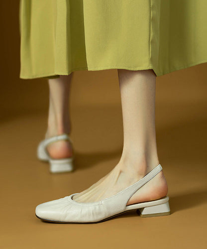 Beige Cowhide Leather Stylish Versatile Splicing Sandals