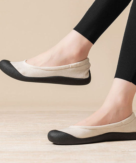 Beige Flat Shoes Faux Leather Women Yogic Flat Shoes