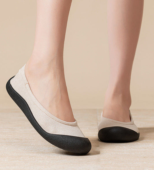 Beige Flat Shoes Faux Leather Women Yogic Flat Shoes