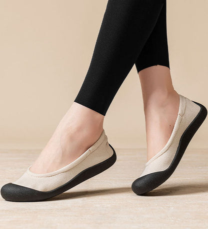 Beige Flat Shoes Faux Leather Women Yogic Flat Shoes