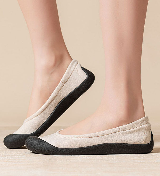 Beige Flat Shoes Faux Leather Women Yogic Flat Shoes