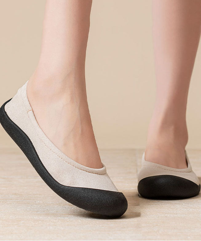 Beige Flat Shoes Faux Leather Women Yogic Flat Shoes