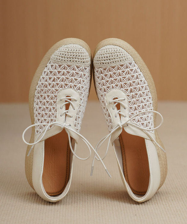 Beige Flat Shoes Sheepskin Boutique Splicing Flat Shoes For Women